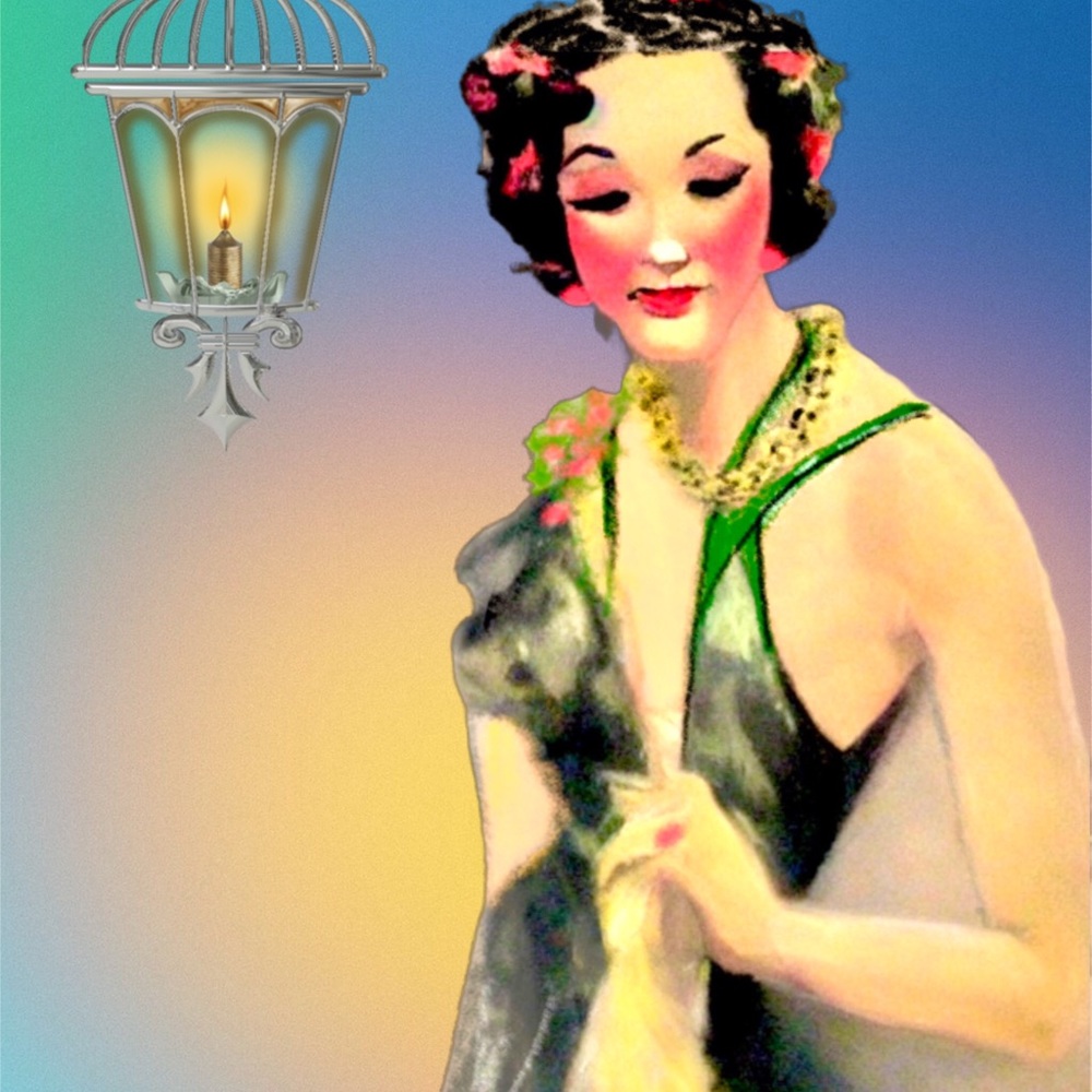 8x10 Original Art “Lady In Green” Print on Canvas Board Ready to Hang